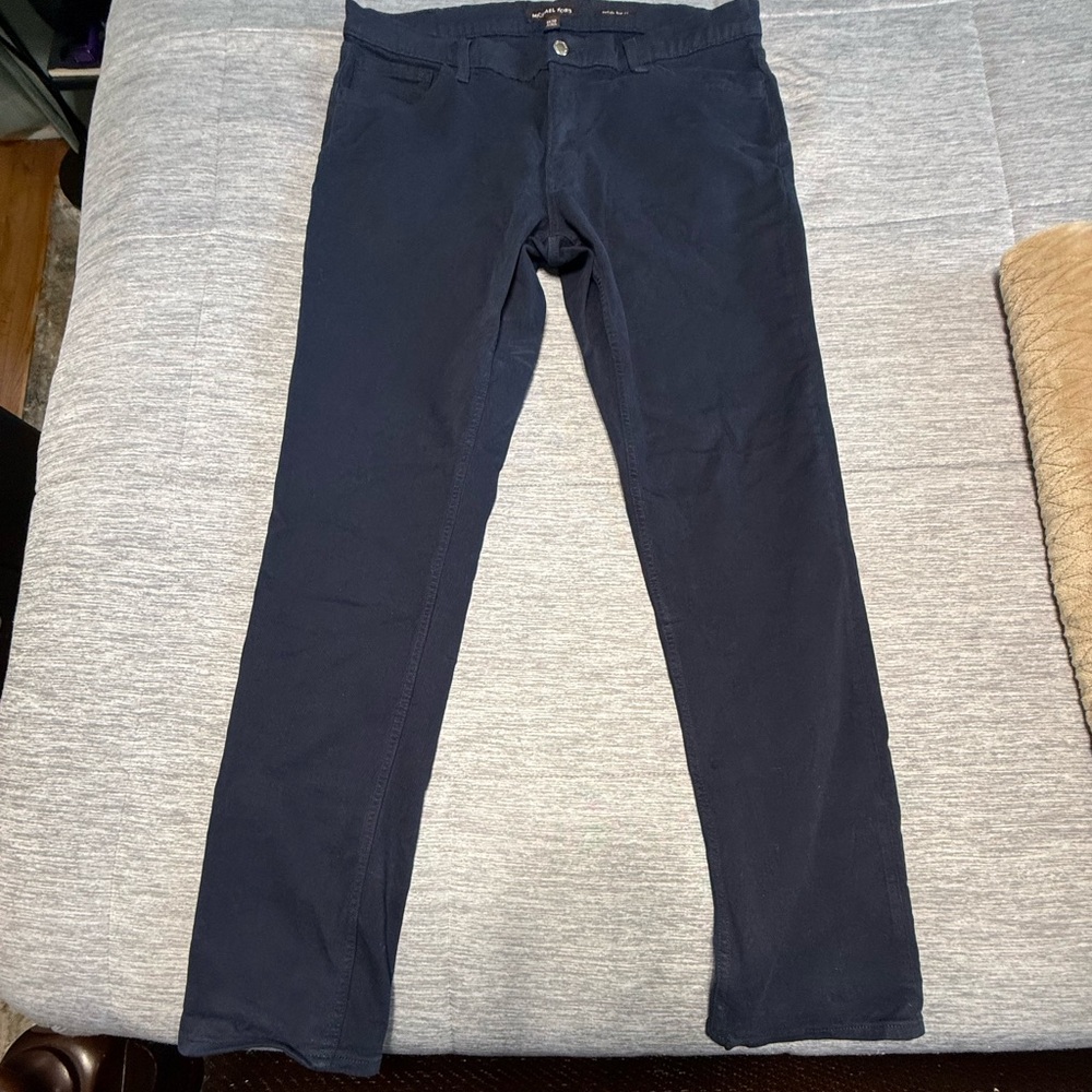 Navy Blue Slim Fit Twill Pants Michael Kors